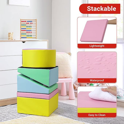 GarveeLife Foam Climbing Blocks for Toddlers, Waterproof Toddler Climbing Toys, Baby Jungle Gym Indoor Lightweight, Easy to Clean Foam Play Gym 5PCS