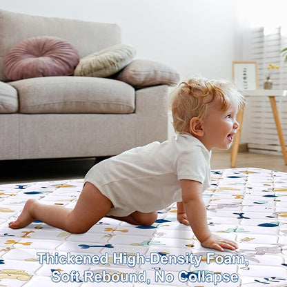 Premium Foam Baby Play Mat 47" X 47", Thicken One-Piece Crawling Mat, Non-Slip Cushioned Baby Playmats for Infants, Babies, Toddlers - Machine Washable for Easy Care