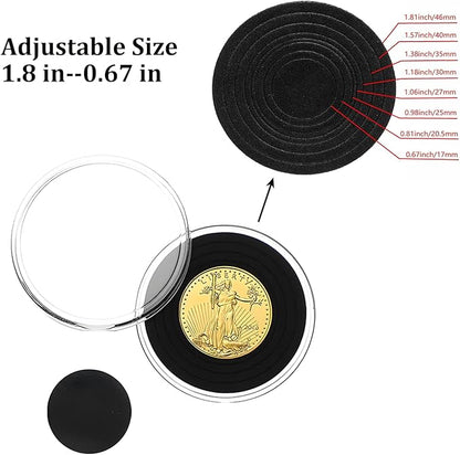 Walnut Wood Coin Display Case, Challenge Coin Holder, Acrylic Clear Cover, Compatible with Coins Measuring 17/20/25/27/30/35/40/46mm in Diameter and Less Than 3mm in Thickness