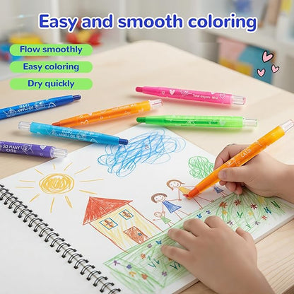 M&G 24 Colors Washable Non-Toxic Crayon Set for Toddlers Children Coloring, Twist Crayons for Kids Toddlers, Art Supplies for Coloring Book for Gifts and School Projects