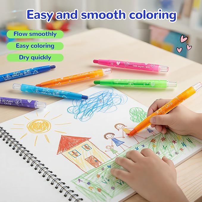 M&G 36 Colors Twist Gel Crayons for Kids Toddlers,Non-Toxic Watercolor Rainbow Crayons for Glass and Paper with Clear Plastic Crayon Case,Twist-Up Gel Crayon Set