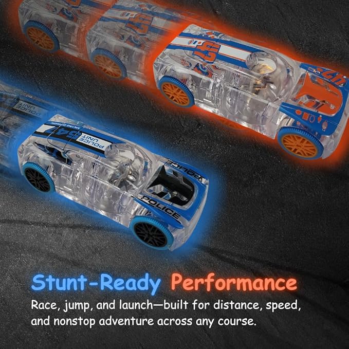 LED Light Up Pull Back Blue Race Car, Toy Vehicle for Kids 3 and Up
