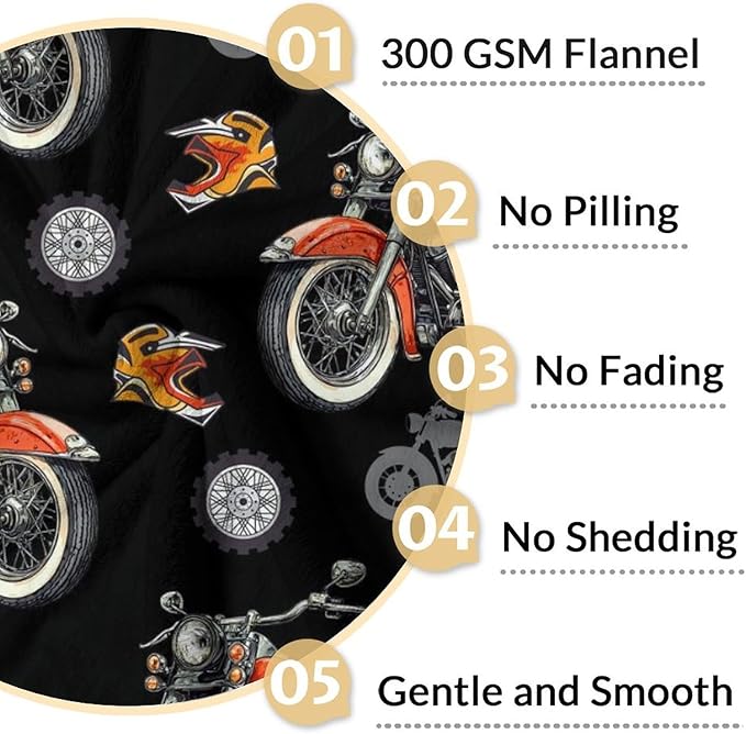 Blanket for Boys Motorcycle Throw Blankets Gift for Kids Adults Birthday - 40x50 Inches Lightweight Cozy Decor Throw for Sofa Couch Bed Office