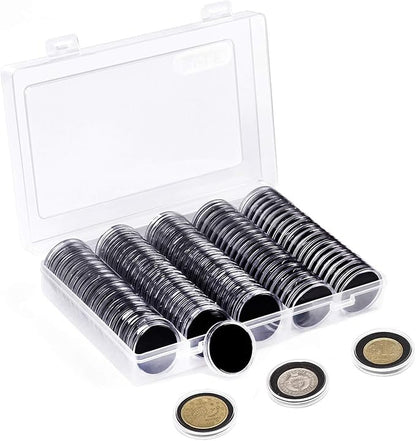 SPLF 100 Pieces 30mm Coin Capsules and 5 Sizes (17/20/25/27/30mm) Protect Gasket Coin Holder Case with Plastic Storage Organizer Box for Collection Supplies