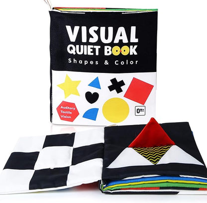 beiens High Contrast Black and White Baby Book - Touch and Feel Crinkle Sensory Toy - Visual Stimulation Interactive Montessori Toys for 0-12 Months Infant Newborn - Baby Gift for Boys Girls