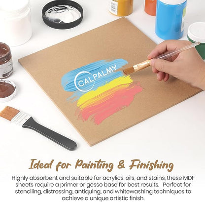 CALPALMY 24-Pack MDF Board 1/8 Inch Thick 12" x 12" Unfinished Wood Panels, 3mm Thick Medium Density Fiberboard Wood Boards for Crafts, Painting, Carpentry, Engraving, Interior Design, and More