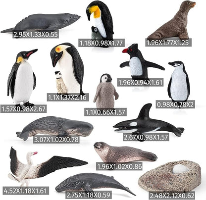 14PCS Antarctica Penguin Figurines Toy Playset Arctic Penguin Lifecycle Realistic Sperm Whale Toys Cake Decoration Christmas Birthday Party Supplies Decor