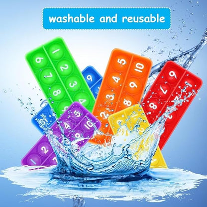 Ten Frame Number 1-10 Counting Poppers, Sensory Bubble Popping Fidgety Board, Math Manipulatives for Elementary Preschool Kindergarten Classroom, Montessori Educational Learning Activities for Kids