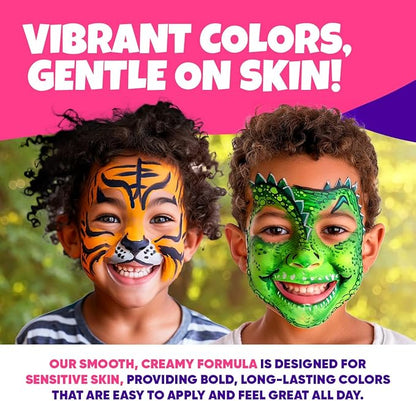 Blue Squid Face Paint Crayons for Kids - 18pcs XL Non-Toxic, Washable Body Paint Crayons - Our Face Painting Kit Makeup Sticks are Easy to Use, Safe for Sensitive Skin and Perfect for a Kids Party