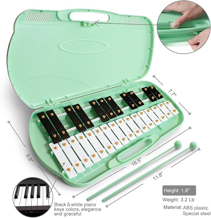MUSICUBE 27 Keys Xylophone for Kids Adults Professional Glockenspiel Instrument with 2 Mallets & 11 Music Sheets Educational & Preschool Learning Musical Toys for Toddler Boys Girls Aged 3+（G5-A7）