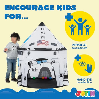 JOYIN Rocket Ship Play Tent Pop up Play Tent Kids Indoor Outdoor Spaceship Playhouse Tent Set