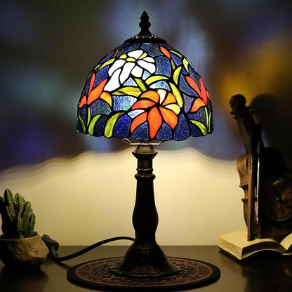 Tiffany Table lamp Suitable for use as a Bedside lamp in The Bedroom or a Night Light in The Living Room It is a Stained Glass lamp 8-inch Small Vintage lamp and is Suitable for Home Office use