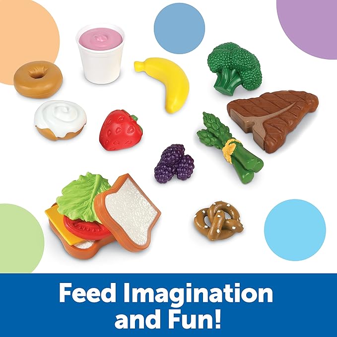 Learning Resources New Sprouts Complete Play Food Set - 50 Pieces, Ages 2+ Toddler Play Food, Kitchen Play Food, Play Food Sets for Kids