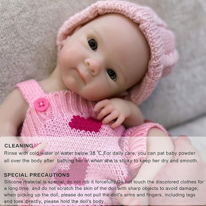 12 inch Full Silicone Reborn Baby Doll Girl Lifelike Newborn Dolls Open Mouth Real Life Baby Dolls with Feeding Accessories