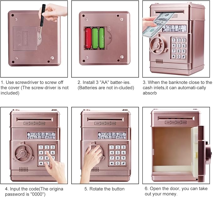 Piggy Bank for Kids, ATM Electronic Password Cash Coin Bank, Money Saving Box for Kids, Boys Girls Birthday Gift (New Rose Gold)