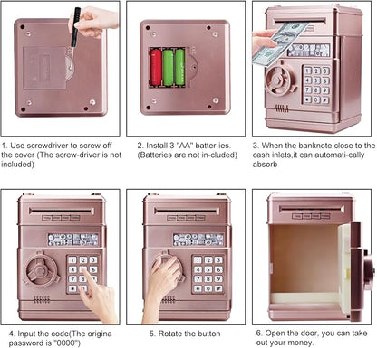 Piggy Bank for Kids, ATM Electronic Password Cash Coin Bank, Money Saving Box for Kids, Boys Girls Birthday Gift (New Rose Gold)