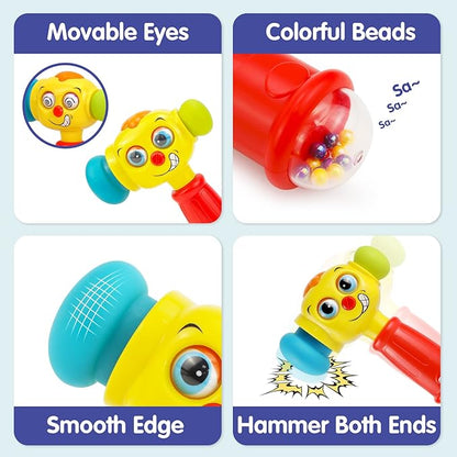 HOLA Toys for 1 Year Old Boy Birthday Gift - Hammer Baby Toy 12-18 Months, Musical Toddler Toys 1-2 with Light Flashing, Learning Toy for Toddlers 1-3 Easter Basket Stuffers for Babies Toddler