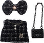 17cm Doll Clothes Dress Hairpin 3 Piece Set Luxury Accessories Outfit Set for 17cm Dolls(NO Doll)(Colorful Shirt+Bow Hairpin+Bag)