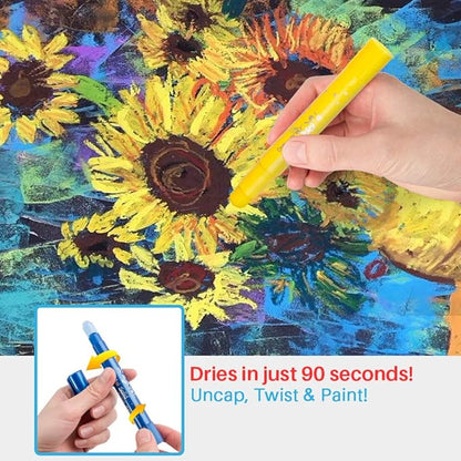 Washable Tempera Paint Sticks | Non-Toxic, Quick Drying & No Mess Paint Sticks for Kids, Best Art Birthday Gifts for Kids (24 Colors)