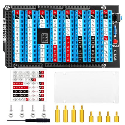 GeeekPi Screw Terminal Block Breakout Board HAT with Reset Button and LED Indicator, GPIO Expansion Board Breakout Module for Arduino MEGA 2560 R3
