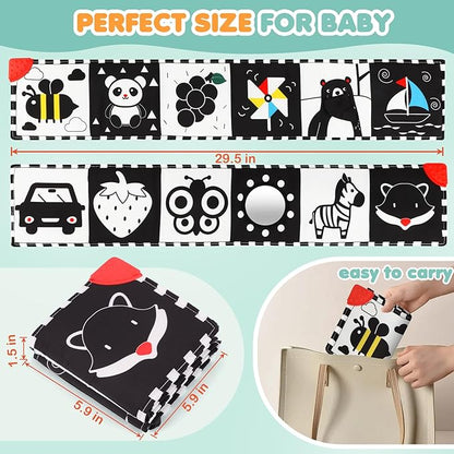High Contrast Baby Toys for Newborn - Tummy Time Black and White Baby Toys for 0-3 3-6 Months - Soft Montessori Visual Stimulation Development Sensory Infant Book - Shower Gift for Boys Girls