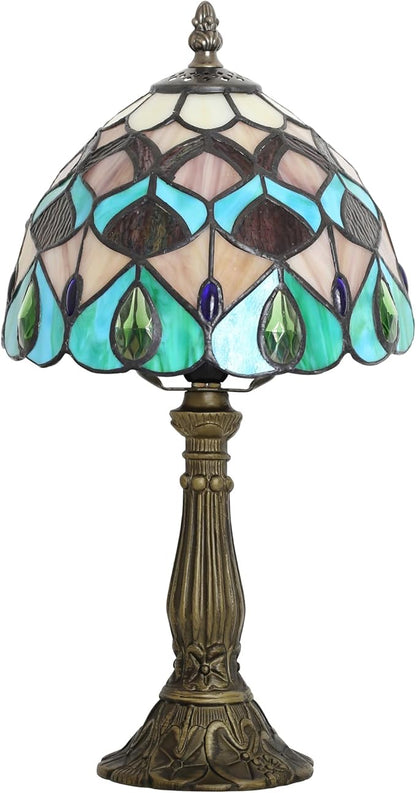 Tiffany lamp 8-inch Stained Glass lamp Suitable for use on Bedroom nightstands and can Also be Used as a Small Reading lamp in Living Rooms and Home Offices