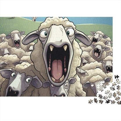 Sheep for Adults Fun 1000 Pieces 3D Animal Thickened Wooden Jigsaw Puzzle Stress Relief Education Game Home Decoration Toy Intellectual Game Relaxation and Intelligence 1000pcs (75x50cm)