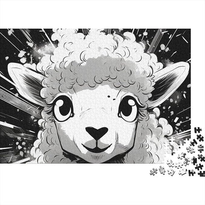 Sheep 1000 Pieces 3D Animal Thickened Wooden Jigsaw Puzzle for Adults Fun Toy Intellectual Game Home Decoration Stress Relief Toy Education Game Premium & Durable 1000pcs (75x50cm)
