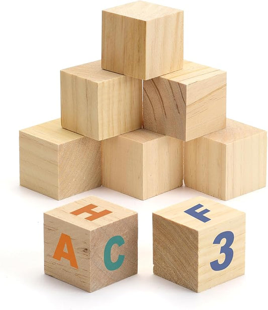 8PACK 2 inch Wooden Cubes Blocks, Natural 5x5x5cm Unfinished Square Wooden Blocks Wood Cubes for Crafts and DIY Projects, Puzzle Making, Painting, Carving