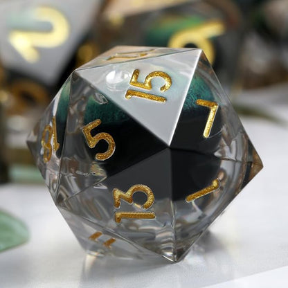DNDND Eye Resin DND Dice Sharp Edge Resin D&D Die with Gift Case for Dungeons and Dragon Game (Green Dragon Eye)