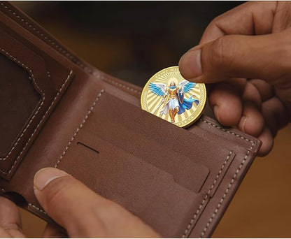 Saint Michael Watches Over Us Challenge Coin – Zinc Alloy Commemorative Coin – 3D Engraved Pocket Token Medallion for Collectors – Veterans Law Enforcement Military Police First Responder Gift
