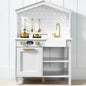 Best Choice Products Pretend Play Wooden Farmhouse Kitchen Set for Kids w/Toy Storage, Clicking Knobs, Windows, 5 Accessories Included - Beveled White