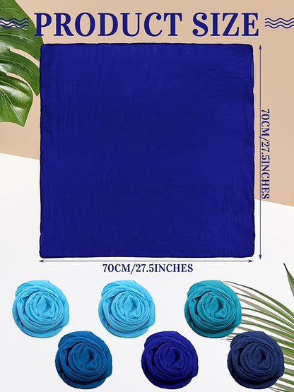Boao 6 Pieces Chiffon Scarf 1950s Square Neck Head Scarfs Vintage Soft Polyester for Women Lady