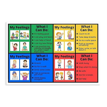 Self-Regulation, Zones of Self Regulation Calming Corner Poster EIdentifying Emotions, Autism ADHD Coping Strategies Canvas Poster for Elementary Middle School Classroom Unframe:12x18inch(30x45cm)