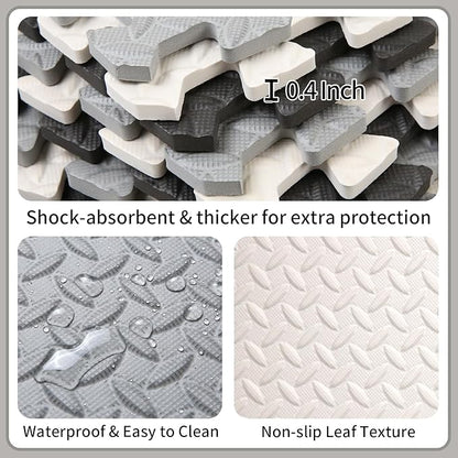 36 Tiles Foam Play Mat for Baby, 0.4 Inch Thick Foam Interlocking Floor Mats, Soft Non-Toxic Baby Playmat, Solid Colored Puzzle Play Mat Kids Floor Mats for Toddler(White/Black/Gray)
