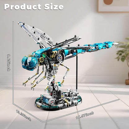 Mechanical Dragonfly Building Blocks for Adults, Insect Animal World Model with LED Light & Display Stand, Educational STEM Toys for Teens 14+ and Adult Home or Office Décor (866PCS)