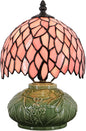 Small Tiffany Lamp Mushroom Table Lamp, Mini Stained Glass Desk Light Memory Sympathy Ceramic lamp 8X11 Inch (Pink Wisteria)