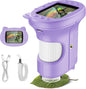 Kids Microscope, 1000X Portable Digital Microscope with 2.4" IPS Screen & 8 LEDs, USB Rechargeable, STEM Educational Science Kit, Great Christmas & Birthday Gift for Children Ages 3-12