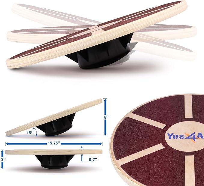 Yes4All Versatile Wooden Wobble Balance Board, Balance Trainer for Mobility Training, Standing Desk, Core Training, Exercise Balance Stability Trainer