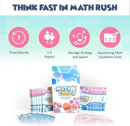 Genius Games Math Rush 2: Multiplication & Exponents - A Cooperative Time-Based Educational Math Flash Card Game for Kids, Students, and Families | STEM Game to Master Mental Math Skills
