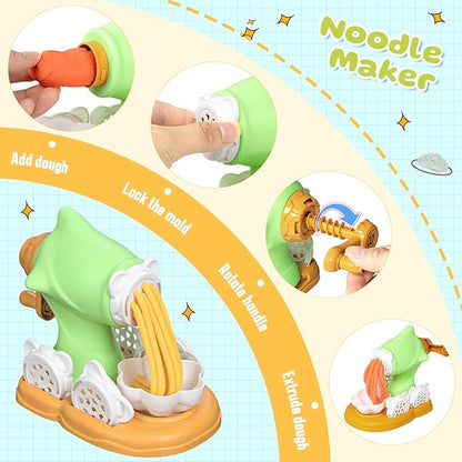71 PCS 3 in 1 Dough Sets for Kids Ages 3-4-8, Art Crafts Dough Tools Kit, Ice Cream Playset Noodle Cake Maker Machine, Kitchen Creations Food Play Toys Boys Girls