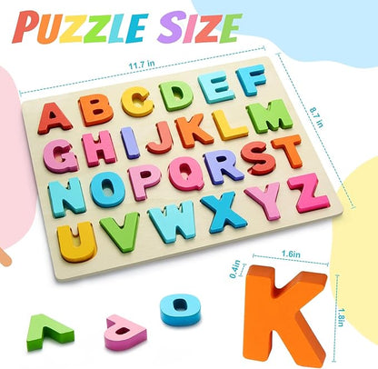 Wooden Puzzles for Toddlers, ABC Alphabet Puzzle, Learning Toys, Preschool Learning Activities, Preschool Educational Toddler Puzzle for Gift Set