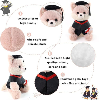 Graduation Gifts Fox Stuffed Animal - 10" Cute Fox Plush Toy with Graduation Cap, Gown & Diploma, Inspirational Keepsake for Elementary, High School & College Graduates