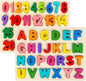 Attmu Wooden Puzzles for Toddlers, Alphabet Puzzle and Number Puzzle, 2 in 1 Preschool Educational Learning Toys with Chunky Wood ABC Puzzle Board, for Girls Boys Kindergarten Set of 2