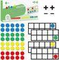 Big Magnetic Ten Frame Set, Opret 52 Pieces Math Manipulatives for Elementary, Kindergarten Classroom Must Haves Math Games with Storage Bag, Ages 5+, 4 Frames, 44 Counters, 2 Plus and 2 Minus