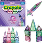 CreateOn Crayola Glitter Magnetic Tiles, Building Set for Kids, Magnetic Tiles, Kids’ Building Toys, STEM & Montessori Toys for Boys and Girls Ages 3+, 24-Piece Set (Glitter)