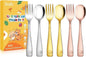 DRKIO Stainless Steel Toddler Utensils Set - 6 Pieces Kids Silverware Set Children Safe Food Grade Small Forks and Spoons Dishwasher Safe Mirror Polished