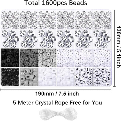 1600PCS Volleyball Sports Ball Polymer Clay Beads Charms for Friendship Bracelets Making Kit Cute Fun Beads DIY Arts Crafts Birthday Gifts for Kids Girls Volleyball Bead