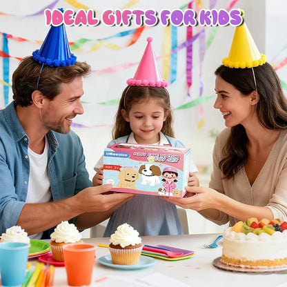 UBeesize Dog Toy Doctor Kit for Toddlers 3-5, Kids Doctor Play Set with Plush Dog, Medical Toy Kits and Costume, Pretend Vet Playset for 3 4 5 6 Year Old Girls Birthday Gift Pink