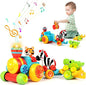 Marstone Baby Toys for 1 2 Year Old Boys and Girls Gifts, Forest Train Car Set for Toddlers 1-2, Push Animal Baby Toys 12-18 Months, Learning Toddler Toys for 1-3 Yr Old Boy Birthday Xmas Gift